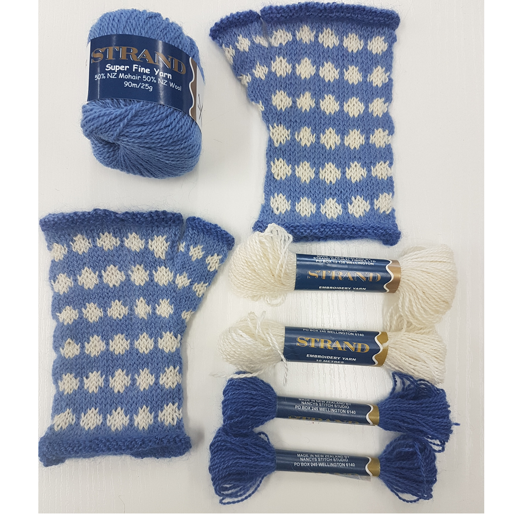 Join the Dots Handwarmers Childrens Sizes Blue and White Kit