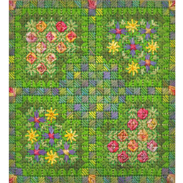 Rose Garden Green Canvas Work